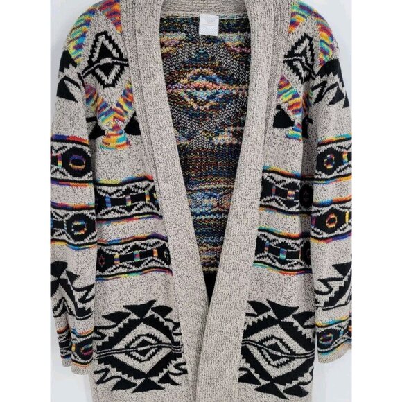 Northern Angel Anthropology Aztec Southwestern Boho  Cardigan Sweater Sz L - Picture 2 of 7